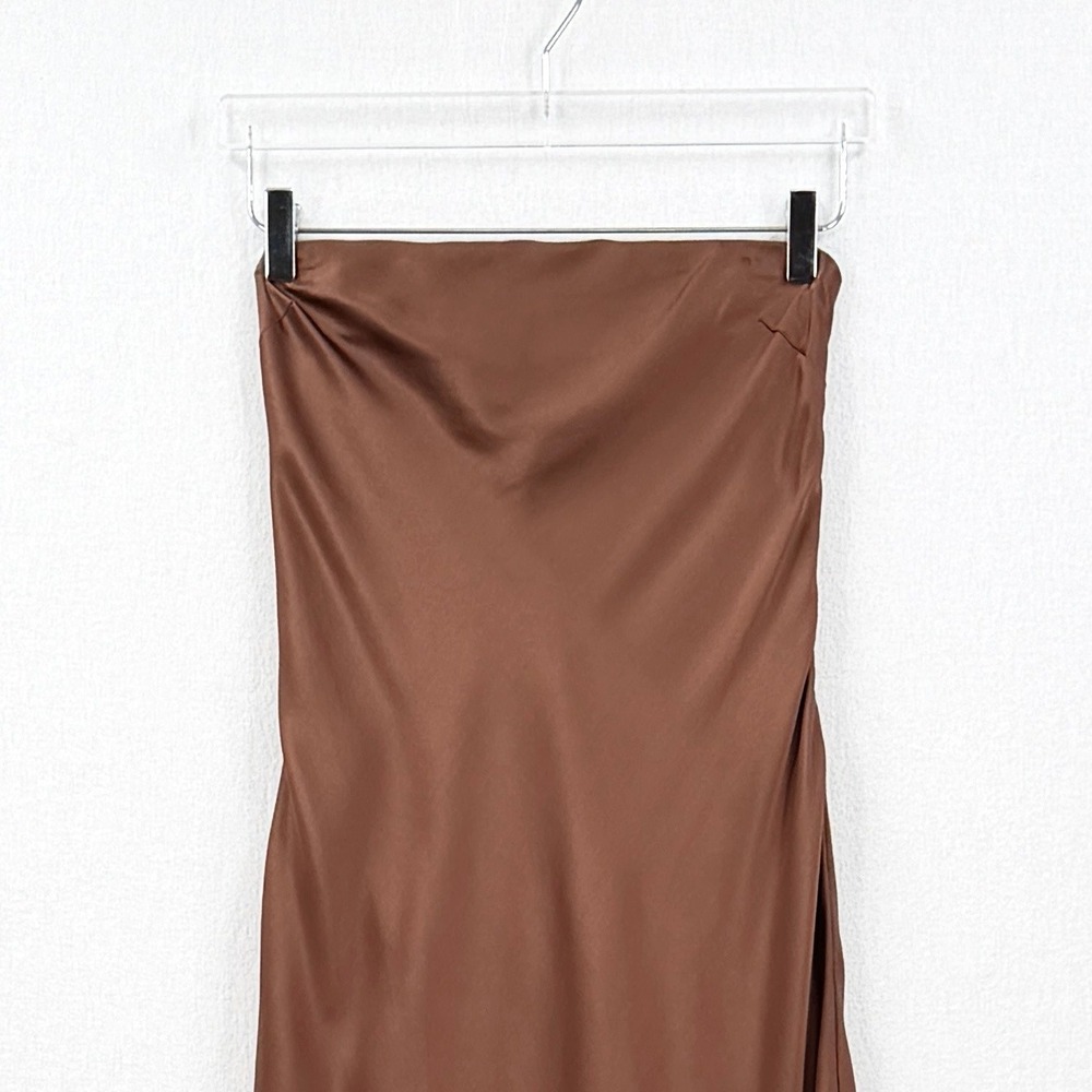 ENZA COSTA Strapless Silk Bias Maxi Dress Women Small Brown Quiet Luxury NEW - Picture 6 of 14